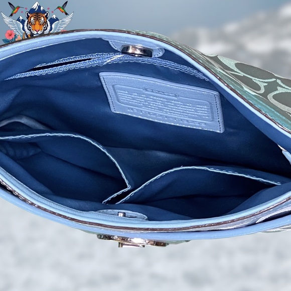 🌟Coach: “Penelope” Pool-Blue Signature Sateen Hippie Crossbody🌟 - Picture 11 of 12